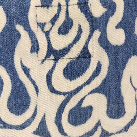 Kardashian Kollection Womens XL Denim Jacket With White Boho Print & Zipper Clos - Picture 6 of 16